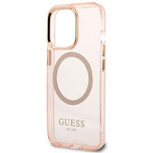 Заредете изображение във визуализатора на галерията – Original Case GUESS Gold OutlineTranslucent Magsafe GUHMP13LHTCMP for Iphone 13 Pro pink
