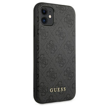 Заредете изображение във визуализатора на галерията – Original Case GUESS Hardcase 4G Metal Gold Logo GUHCN61G4GFGR for Iphone 11 Grey
