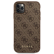 Заредете изображение във визуализатора на галерията – Original Case GUESS Hardcase 4G Metal Gold Logo GUHCN65G4GFBR for Iphone 11 Pro Max Brown
