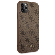 Заредете изображение във визуализатора на галерията – Original Case GUESS Hardcase 4G Metal Gold Logo GUHCN65G4GFBR for Iphone 11 Pro Max Brown
