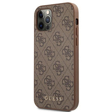 Заредете изображение във визуализатора на галерията – Original Case GUESS Hardcase 4G Metal Gold Logo GUHCP12LG4GFBR for Iphone 12 Pro Max Brown
