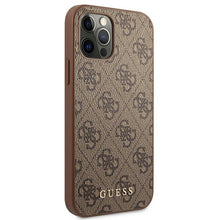 Заредете изображение във визуализатора на галерията – Original Case GUESS Hardcase 4G Metal Gold Logo GUHCP12LG4GFBR for Iphone 12 Pro Max Brown
