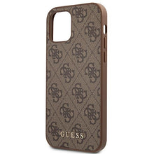 Заредете изображение във визуализатора на галерията – Original Case GUESS Hardcase 4G Metal Gold Logo GUHCP12LG4GFBR for Iphone 12 Pro Max Brown
