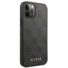 Заредете изображение във визуализатора на галерията – Original Case GUESS Hardcase 4G Metal Gold Logo GUHCP12LG4GFGR for Iphone 12 Pro Max Grey
