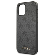 Заредете изображение във визуализатора на галерията – Original Case GUESS Hardcase 4G Metal Gold Logo GUHCP12LG4GFGR for Iphone 12 Pro Max Grey
