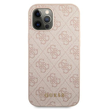 Заредете изображение във визуализатора на галерията – Original Case GUESS Hardcase 4G Metal Gold Logo GUHCP12LG4GFPI for Iphone 12 Pro Max Pink
