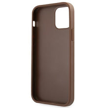 Заредете изображение във визуализатора на галерията – Original Case GUESS Hardcase 4G Metal Gold Logo GUHCP12MG4GFBR for Iphone 12/12 Pro Brown
