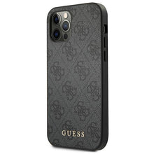 Заредете изображение във визуализатора на галерията – Original Case GUESS Hardcase 4G Metal Gold Logo GUHCP12MG4GFGR for Iphone 12/12 Pro Grey
