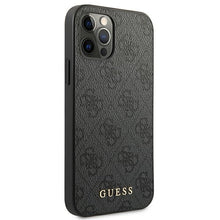 Заредете изображение във визуализатора на галерията – Original Case GUESS Hardcase 4G Metal Gold Logo GUHCP12MG4GFGR for Iphone 12/12 Pro Grey
