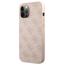 Заредете изображение във визуализатора на галерията – Original Case GUESS Hardcase 4G Metal Gold Logo GUHCP12MG4GFPI for Iphone 12/12 Pro Pink
