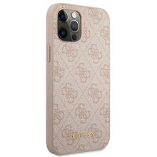 Заредете изображение във визуализатора на галерията – Original Case GUESS Hardcase 4G Metal Gold Logo GUHCP12MG4GFPI for Iphone 12/12 Pro Pink
