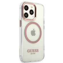 Заредете изображение във визуализатора на галерията – Original Case GUESS Metal Outline Magsafe GUHMP13LHTRMP for Iphone 13 Pro pink
