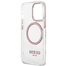 Заредете изображение във визуализатора на галерията – Original Case GUESS Metal Outline Magsafe GUHMP13LHTRMP for Iphone 13 Pro pink
