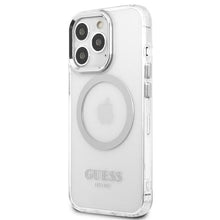 Заредете изображение във визуализатора на галерията – Original Case GUESS Metal Outline Magsafe GUHMP13LHTRMS for Iphone 13 Pro silver
