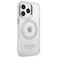 Заредете изображение във визуализатора на галерията – Original Case GUESS Metal Outline Magsafe GUHMP13LHTRMS for Iphone 13 Pro silver
