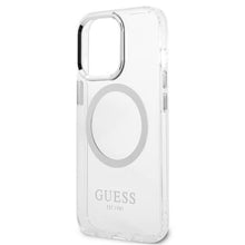 Заредете изображение във визуализатора на галерията – Original Case GUESS Metal Outline Magsafe GUHMP13LHTRMS for Iphone 13 Pro silver
