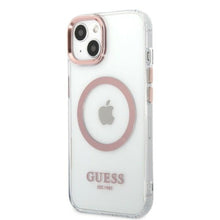 Заредете изображение във визуализатора на галерията – Original Case GUESS Metal Outline Magsafe GUHMP13MHTRMP for Iphone 13 pink
