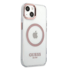Заредете изображение във визуализатора на галерията – Original Case GUESS Metal Outline Magsafe GUHMP13MHTRMP for Iphone 13 pink
