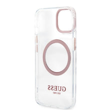 Заредете изображение във визуализатора на галерията – Original Case GUESS Metal Outline Magsafe GUHMP13MHTRMP for Iphone 13 pink
