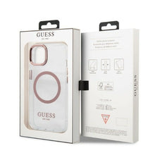 Заредете изображение във визуализатора на галерията – Original Case GUESS Metal Outline Magsafe GUHMP13MHTRMP for Iphone 13 pink
