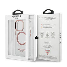 Заредете изображение във визуализатора на галерията – Original Case GUESS Metal Outline Magsafe GUHMP13XHTRMP for Iphone 13 Pro Max pink
