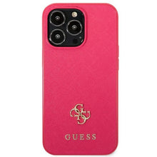 Заредете изображение във визуализатора на галерията – Original Etui GUESS Saffiano 4G Small Metal Logo GUHCP13LPS4MF for Iphone 13 Pro pink
