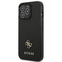 Заредете изображение във визуализатора на галерията – Original Etui GUESS Saffiano 4G Small Metal Logo GUHCP13LPS4MK for Iphone 13 Pro black

