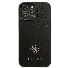 Заредете изображение във визуализатора на галерията – Original Etui GUESS Saffiano 4G Small Metal Logo GUHCP13LPS4MK for Iphone 13 Pro black
