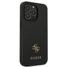 Заредете изображение във визуализатора на галерията – Original Etui GUESS Saffiano 4G Small Metal Logo GUHCP13LPS4MK for Iphone 13 Pro black
