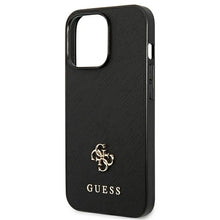 Заредете изображение във визуализатора на галерията – Original Etui GUESS Saffiano 4G Small Metal Logo GUHCP13LPS4MK for Iphone 13 Pro black
