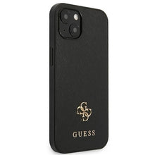 Заредете изображение във визуализатора на галерията – Original Etui GUESS Saffiano 4G Small Metal Logo GUHCP13MPS4MK for Iphone 13 black
