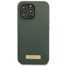 Заредете изображение във визуализатора на галерията – Original Case GUESS Silicone Logo Plate MagSafe GUHMP13LSPLA for Iphone 13 Pro green
