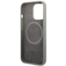 Заредете изображение във визуализатора на галерията – Original Case GUESS Silicone Logo Plate MagSafe GUHMP13LSPLG for Iphone 13 Pro grey
