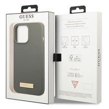 Заредете изображение във визуализатора на галерията – Original Case GUESS Silicone Logo Plate MagSafe GUHMP13LSPLG for Iphone 13 Pro grey
