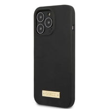 Заредете изображение във визуализатора на галерията – Original Case GUESS Silicone Logo Plate MagSafe GUHMP13LSPLK for Iphone 13 Pro black
