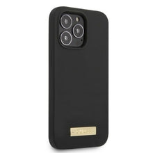Заредете изображение във визуализатора на галерията – Original Case GUESS Silicone Logo Plate MagSafe GUHMP13LSPLK for Iphone 13 Pro black
