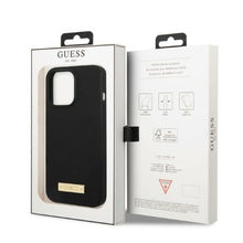 Заредете изображение във визуализатора на галерията – Original Case GUESS Silicone Logo Plate MagSafe GUHMP13LSPLK for Iphone 13 Pro black
