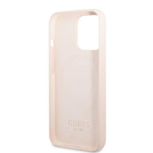 Заредете изображение във визуализатора на галерията – Original Case GUESS Silicone Logo Plate MagSafe GUHMP13LSPLP for Iphone 13 Pro pink
