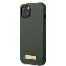 Заредете изображение във визуализатора на галерията – Original Case GUESS Silicone Logo Plate MagSafe GUHMP13MSBPLA for Iphone 13 green
