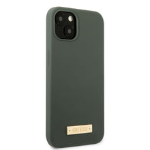 Заредете изображение във визуализатора на галерията – Original Case GUESS Silicone Logo Plate MagSafe GUHMP13MSBPLA for Iphone 13 green
