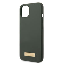 Заредете изображение във визуализатора на галерията – Original Case GUESS Silicone Logo Plate MagSafe GUHMP13MSBPLA for Iphone 13 green
