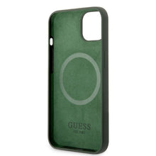 Заредете изображение във визуализатора на галерията – Original Case GUESS Silicone Logo Plate MagSafe GUHMP13MSBPLA for Iphone 13 green
