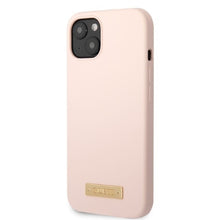 Заредете изображение във визуализатора на галерията – Original Case GUESS Silicone Logo Plate MagSafe GUHMP13MSBPLP for Iphone 13 pink
