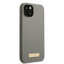 Заредете изображение във визуализатора на галерията – Original Case GUESS Silicone Logo Plate MagSafe GUHMP13SSPLG for Iphone 13 Mini grey
