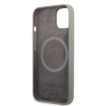 Заредете изображение във визуализатора на галерията – Original Case GUESS Silicone Logo Plate MagSafe GUHMP13SSPLG for Iphone 13 Mini grey
