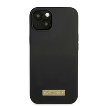 Заредете изображение във визуализатора на галерията – Original Case GUESS Silicone Logo Plate MagSafe GUHMP13SSPLK for Iphone 13 Mini black
