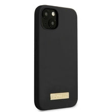Заредете изображение във визуализатора на галерията – Original Case GUESS Silicone Logo Plate MagSafe GUHMP13SSPLK for Iphone 13 Mini black
