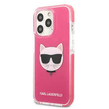 Заредете изображение във визуализатора на галерията – Original Pouch KARL LAGERFELD Choupette Head KLHCP13LTPECPI for Iphone 13 Pro Fuchsia
