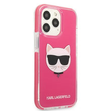 Заредете изображение във визуализатора на галерията – Original Pouch KARL LAGERFELD Choupette Head KLHCP13XTPECPI for Iphone 13 Pro Max Fuchsia
