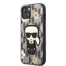 Заредете изображение във визуализатора на галерията – Original Pouch KARL LAGERFELD Flower Ikonik Karl KLHCP13MPMNFIK1 for Iphone 13 grey
